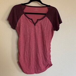 Motherhood Maternity Burgundy and Pink Short Sleeve Tee
